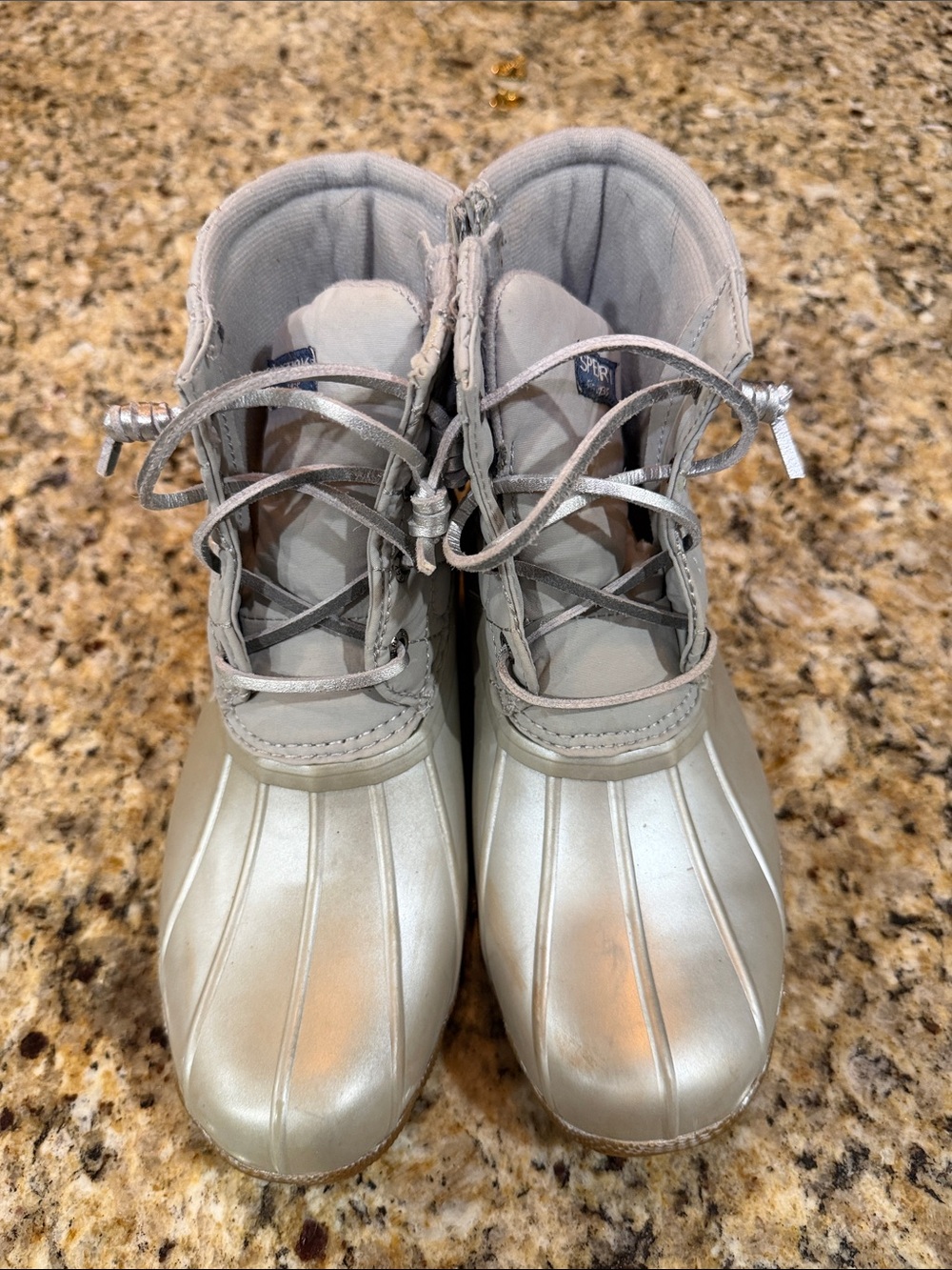 Sperry Silver Girls Waterproof Duck Boots